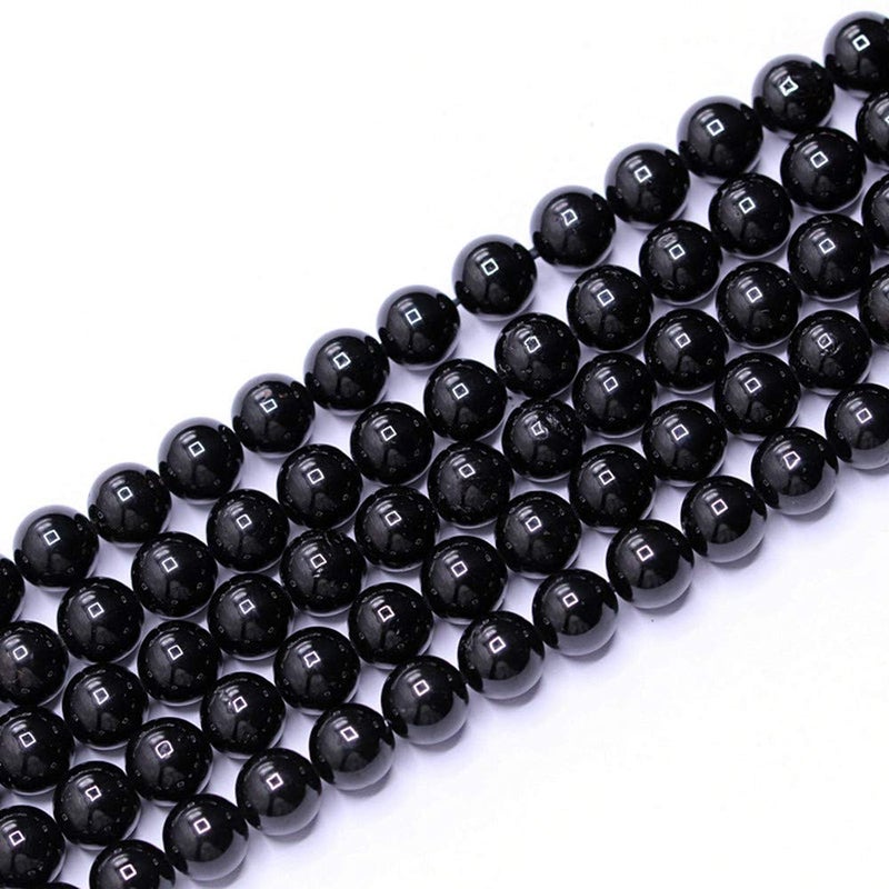 PLTbeads Natural Gemstone Loose Beads Smooth Round Approxi 15 inch DIY Bracelet Necklace for Jewelry Making (8mm, Black Tourmaline) - Image 1